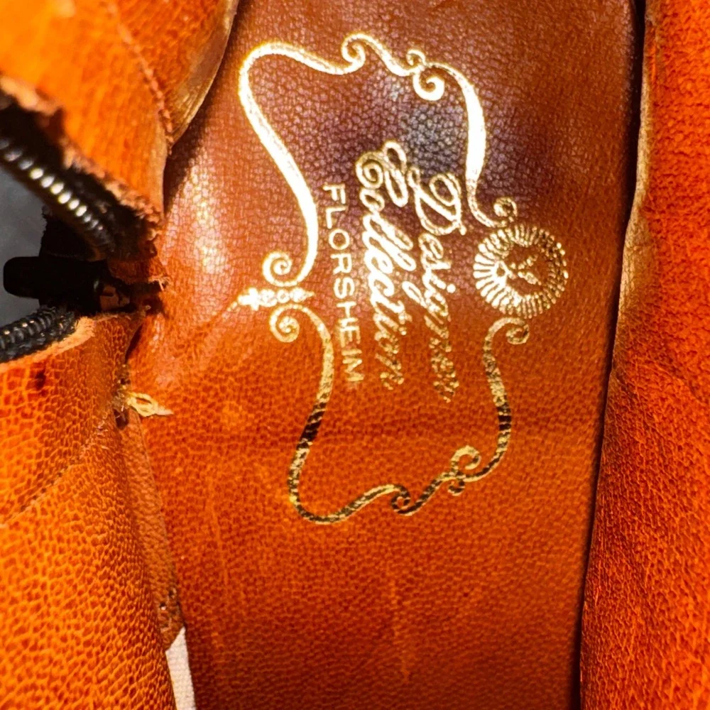 NOS Vintage 70s Florsheim Duke Leather Boots 11 D Gold Tan Side Zip Beatle NIB⁠